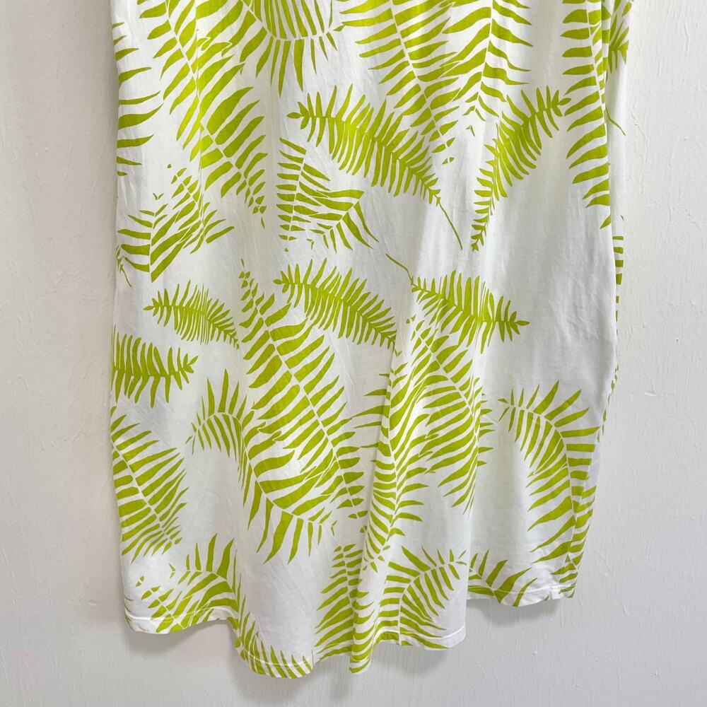 Kealopiko Womens Shirt Dress L White Green Fern Print Hawaiian Organic Cotton - Picture 12 of 13